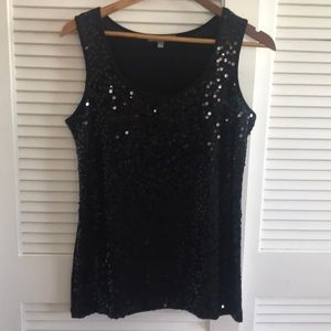 NY Collection Black Top w/Sequins